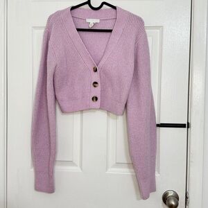 H&M Cropped V-Neck Button Cardigan - Lilac